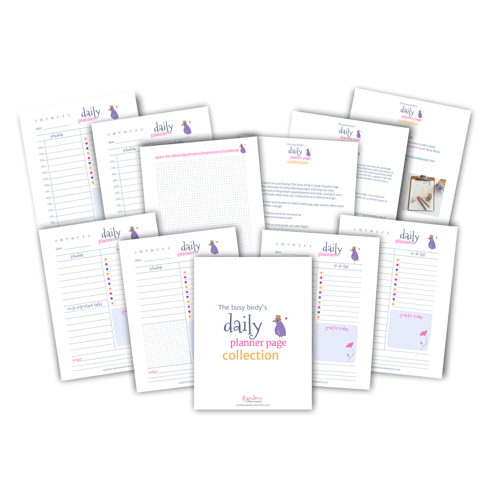The Busy Birdy's Daily Planner Collection (printable PDF) - randomcreativemoments